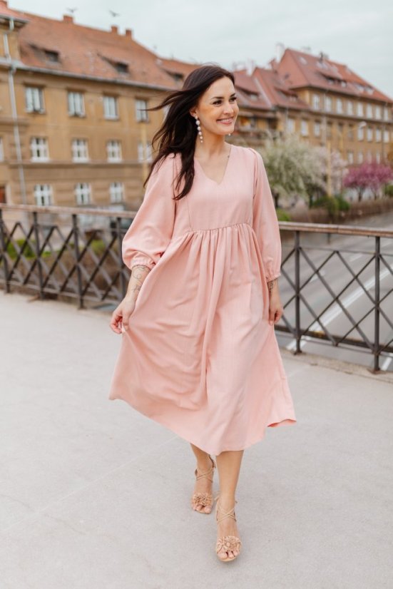 Ľanové šaty "Boho Breeze" - ružová