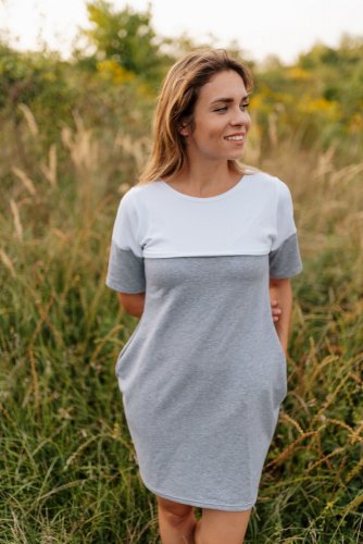Oversize šaty na dojčenie – bicolor grey