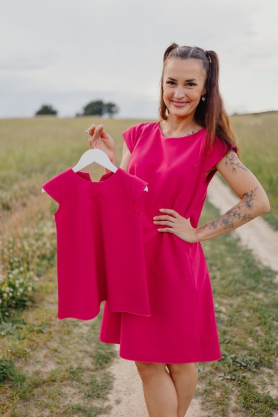 Elegantné šaty – MAMA A DCÉRA –malinová