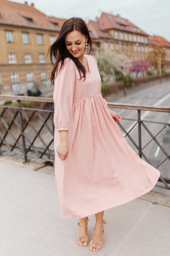Ľanové šaty "Boho Breeze" - ružová