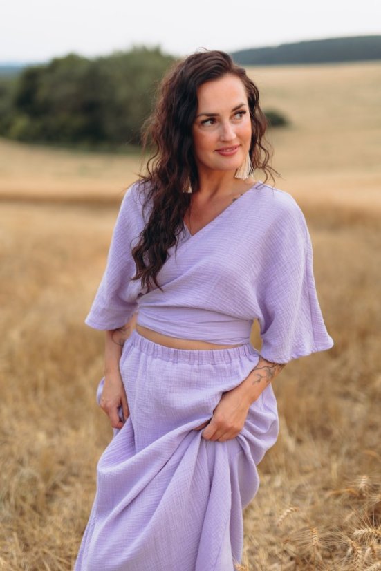 Mušelínový kimono top Elia comfy - lila