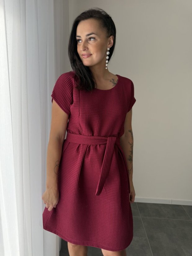 Bavlnené šaty "Waffle" - MAMA A DCÉRA – berry