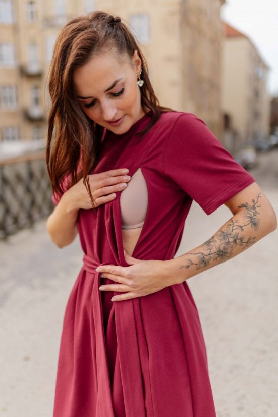 Šaty "Luna" Basic - MAMA a DCÉRA – Bordové
