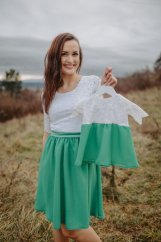 Dievčenské spoločenské šaty Grace - bielo - smaragdové